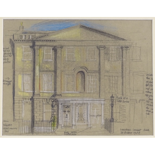 1309 - Michael Renton, pencil/crayon, Lansdown Crescent Bath, 1988, signed, 9