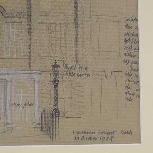 1309 - Michael Renton, pencil/crayon, Lansdown Crescent Bath, 1988, signed, 9