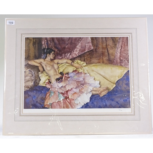 1310 - William Russell Flint, colour print, Spanish girl, signed in the plate, no. 621/850, image 13.5