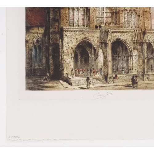 1311 - 2 French etchings by Camille Fonce and Dellemagne, French churches, unframed