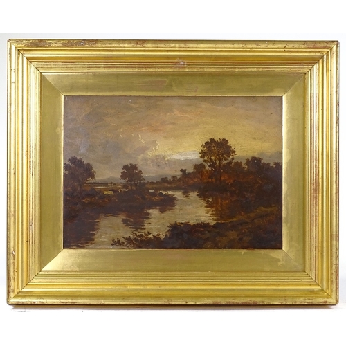 1318 - 19th/20th century oil on board, river landscape, unsigned, 10