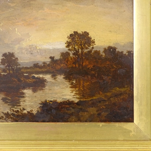 1318 - 19th/20th century oil on board, river landscape, unsigned, 10