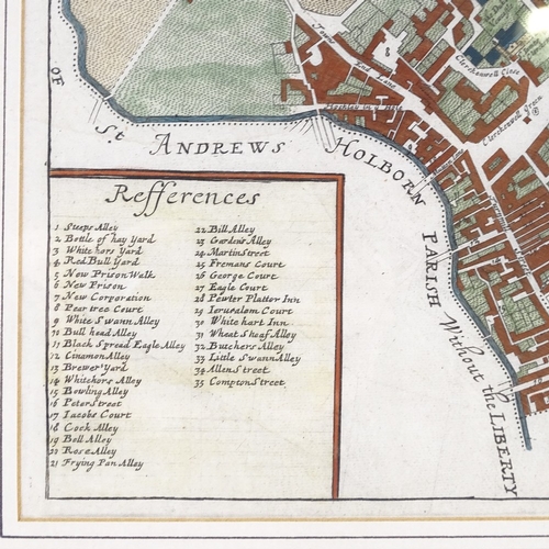 1319 - 19th century hand coloured engraving, map of Clerkenwell, 14