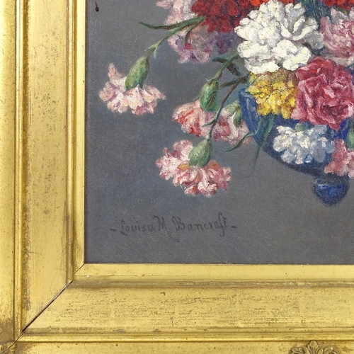 1320 - Louisa Bancroft, oil on canvas, hanging flowers, signed, 20