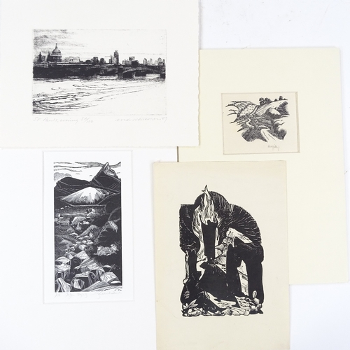 1324 - The Drawing Lesson, etching by James Arden Grant (1887-1973) and various other prints some signed in... 