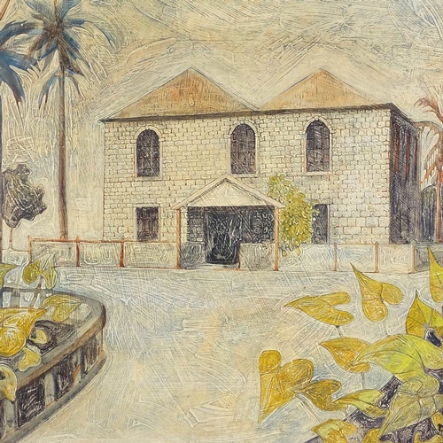 1327 - Graham Davis, oil on board, Jamaica buildings (National Gallery), signed, 24