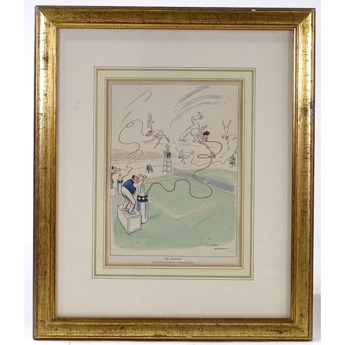 1334 - Original pen and ink cartoon strip, and a cartoon print, by H M Bateman, framed (2)