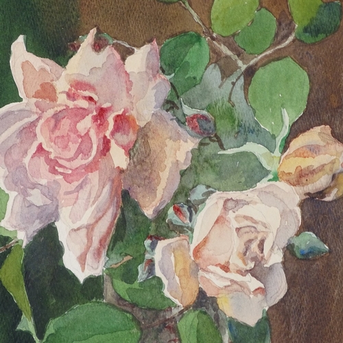 1345 - J G Richardson, watercolour, still life, roses, signed, 16