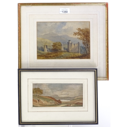 1350 - 4 various 19th century watercolours, including works by De Wint, Varley, and Copley Fielding, framed... 