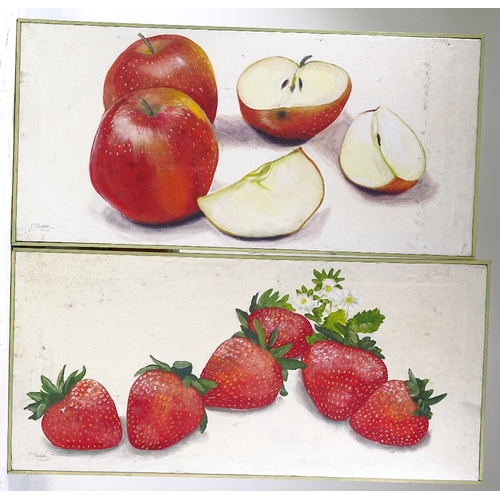 1356 - Clive Fredriksson, pair of oils on canvas, still lives fruit, 15