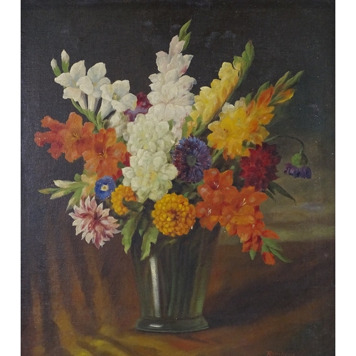 1357 - Romberg, oil on canvas, still life flowers, signed, 24