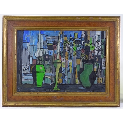 1366 - 20th century British School, acrylic on board, still life, unsigned, 15