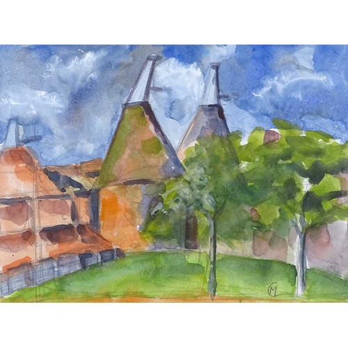 1368 - Maureen Connett, watercolour, oast houses, 9