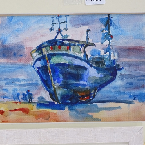 1369 - Maureen Connett, watercolour, Hastings fishing boat, 8