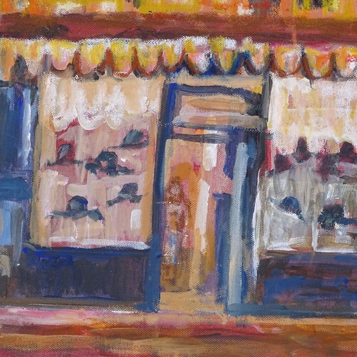 1370 - Maureen Connett, acrylic on canvas, after Sickert, the hat shop, 16