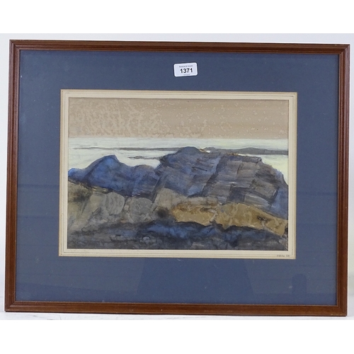 1371 - O'Reilly, watercolour, coastal rocks, 1969, 10