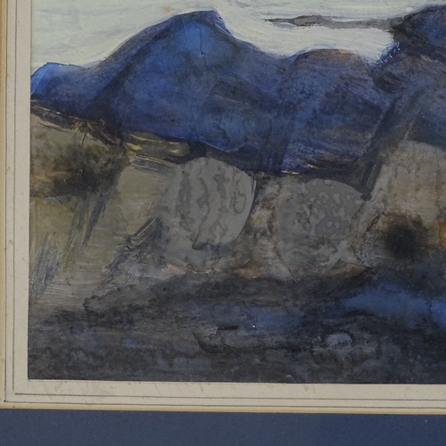 1371 - O'Reilly, watercolour, coastal rocks, 1969, 10