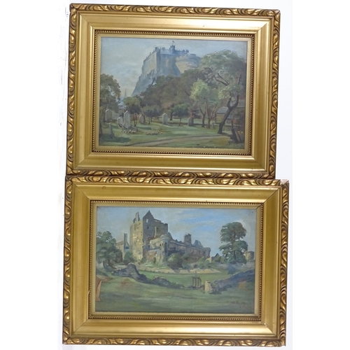 1377 - L G Oliver, pair of oils on canvas, Scottish scenes, 1926, information verso, 11