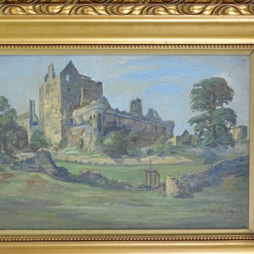 1377 - L G Oliver, pair of oils on canvas, Scottish scenes, 1926, information verso, 11