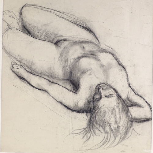 1383 - Barbara Dorfe, charcoal on paper, nude, 21