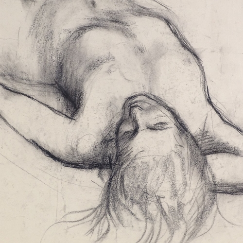 1383 - Barbara Dorfe, charcoal on paper, nude, 21