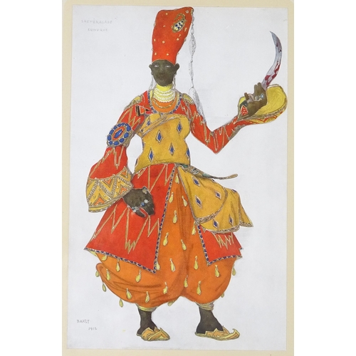 1395 - Leon Bakst, pochoir print, theatrical costume study, 9.5