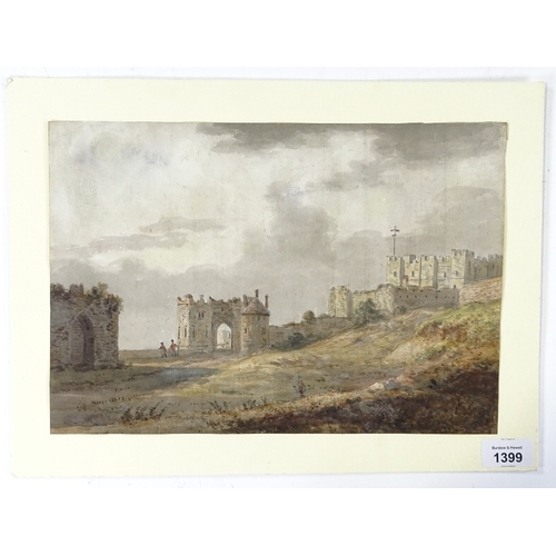 1399 - 18th century watercolour, soldiers at Dover Castle, unsigned, 9