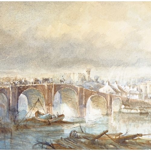 1400 - After J M W Turner, watercolour, Cardiff Bridge, and a 19th century watercolour, pheasant in woodlan... 