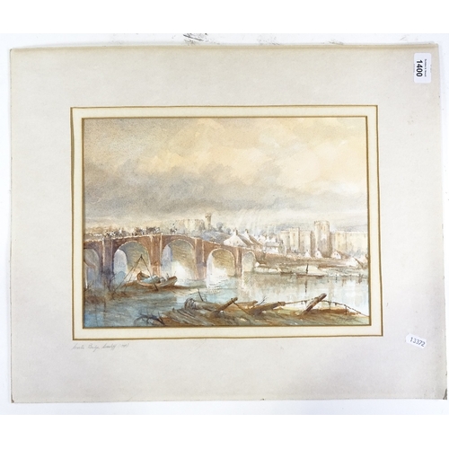 1400 - After J M W Turner, watercolour, Cardiff Bridge, and a 19th century watercolour, pheasant in woodlan... 