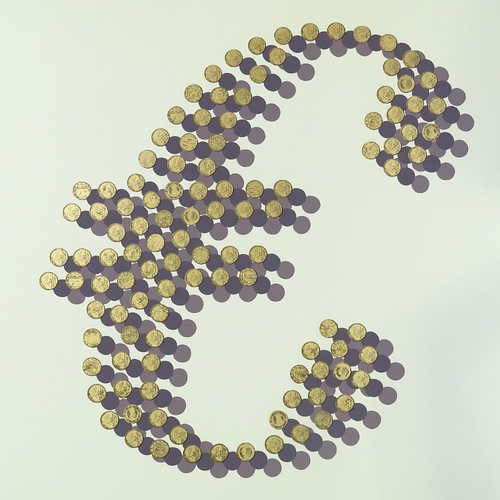 1180 - Justine Smith, hand-gilded screen print, currency - Euro, from an edition of 80, 2006, image 28