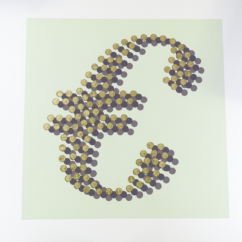 1180 - Justine Smith, hand-gilded screen print, currency - Euro, from an edition of 80, 2006, image 28