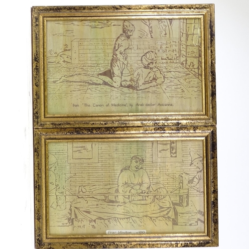 1188 - Pair of 19th century ink drawings, methods of healing, indistinctly signed and dated 1892, 9.75