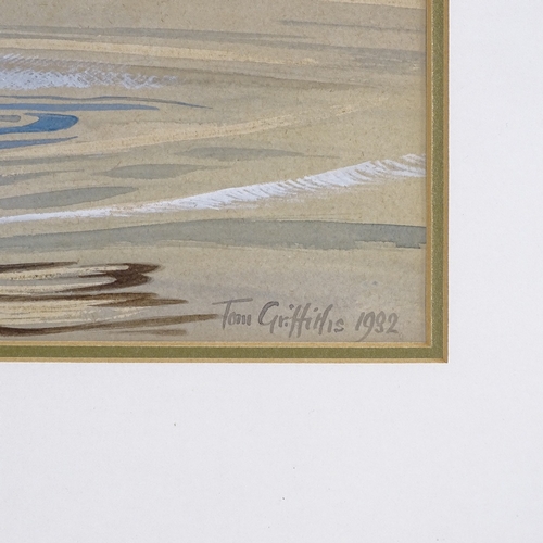 1196 - Tom Griffiths, watercolour, wading Avocet, signed and dated 1982, 10 x 16