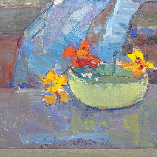 1198 - Oovgalevskaya, oil on canvas, still life study, 1960, 25