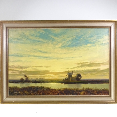 1199 - Gerald Coulson, oil on canvas, sunset canal scene, signed, 20