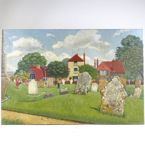 1200 - Ula Paine, pair of oils on canvas, village scenes, signed, 24