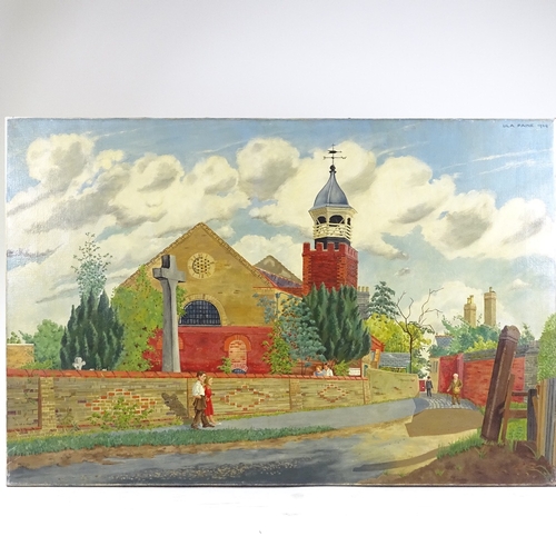 1200 - Ula Paine, pair of oils on canvas, village scenes, signed, 24