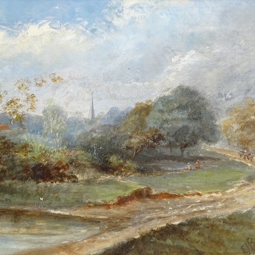 1204 - E H A Barker, oil on canvas, Chislehurst Common, signed with monogram, 9