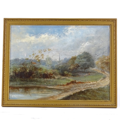 1204 - E H A Barker, oil on canvas, Chislehurst Common, signed with monogram, 9