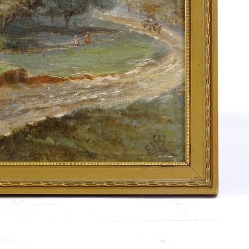 1204 - E H A Barker, oil on canvas, Chislehurst Common, signed with monogram, 9