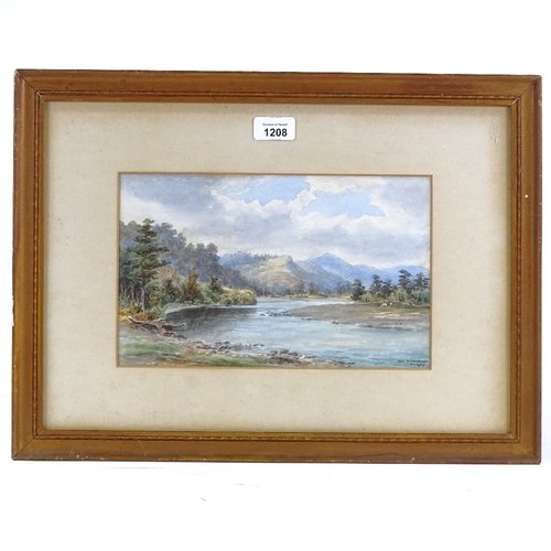 1208 - William George Baker (1864 - 1929), watercolour, New Zealand river scene near Silverstream, signed, ... 