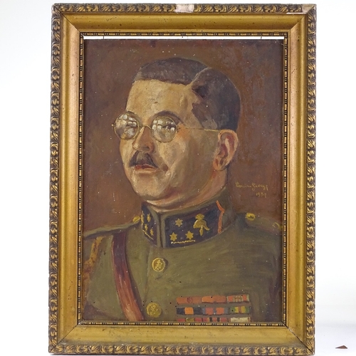 1209 - Louisa Giorgy, oil on panel, portrait of Heinrich Himmler, signed and dated 1934, 16.5