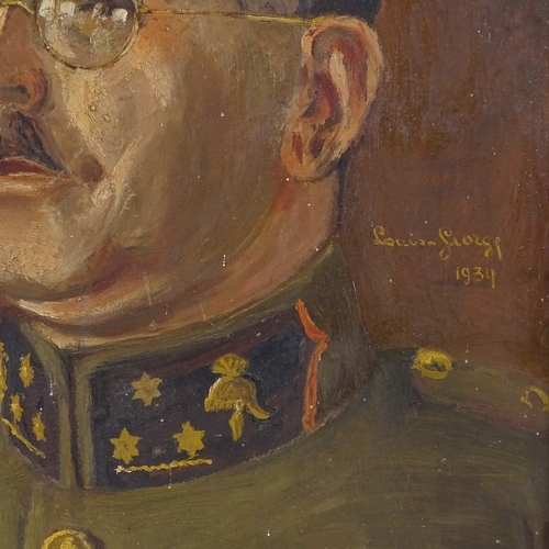 1209 - Louisa Giorgy, oil on panel, portrait of Heinrich Himmler, signed and dated 1934, 16.5