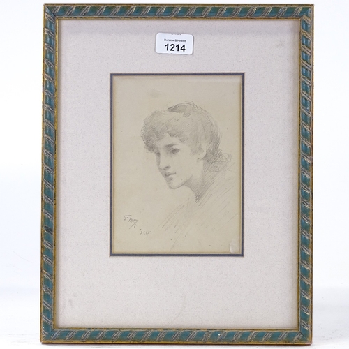 1214 - Sir David Murray, pencil drawing, Classical portrait, signed, 7