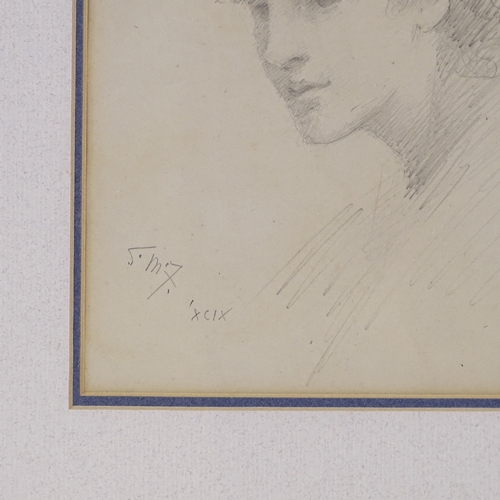 1214 - Sir David Murray, pencil drawing, Classical portrait, signed, 7