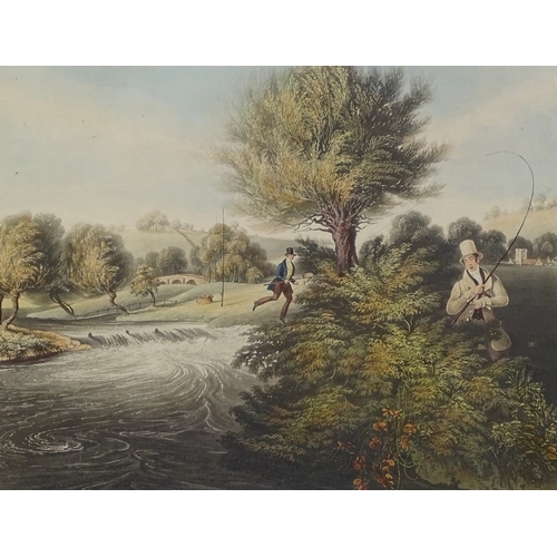 1215 - R G Reeve after J Pollard, pair of colour aquatints, live bait fishing for jack, and fly fishing for... 