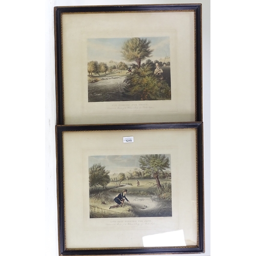 1215 - R G Reeve after J Pollard, pair of colour aquatints, live bait fishing for jack, and fly fishing for... 