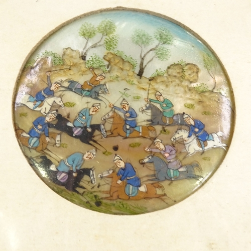 1225 - 19th century Indo-Persian painting on mother-of-pearl disc, depicting a polo match, panel 2