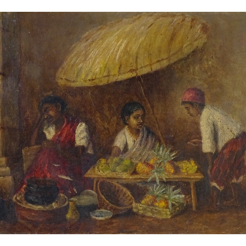 1230 - 19th century Colonial School, oil on canvas, the fruit seller, unsigned, 11