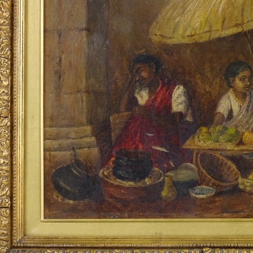 1230 - 19th century Colonial School, oil on canvas, the fruit seller, unsigned, 11